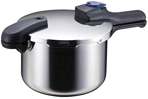 Pearl Metal HB-2058 Pressure Cooker, Stainless Steel, 1.6 gal (5.5 L), Light to Use, Switchable, One-Hand, Time-Saving Induction Compatible