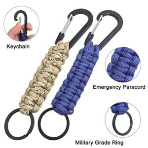 SENHAI 5 Pcs Paracord Keychains with Carabiner, Braided Lanyard Ring Hook Clip for Keys Knife Flashlight Outdoor Camping Hiking Backpack Fit Men Women - 5 Colors