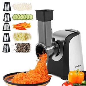 homdox electric cheese grater 5 in 1 professional electric shredder vegetable silcer 150w one-touch control salad maker for cheese, chocolate, fruits, vegetables