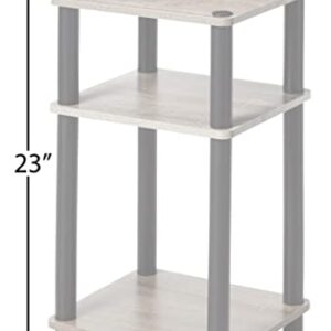 Furinno Just 3-Tier Turn-N-Tube End Table / Side Table / Night Stand / Bedside Table with Plastic Poles, 2-Pack, French Oak Grey/Black