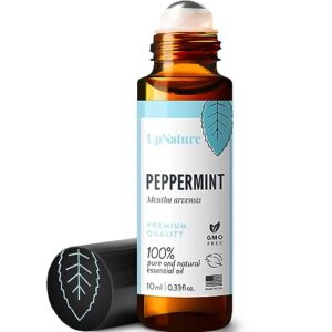 peppermint essential oil roll on - topical peppermint oil - relieves head tension, pregnancy essentials, reduces stress & soothes aches- premium quality, therapeutic grade aromatherapy oil