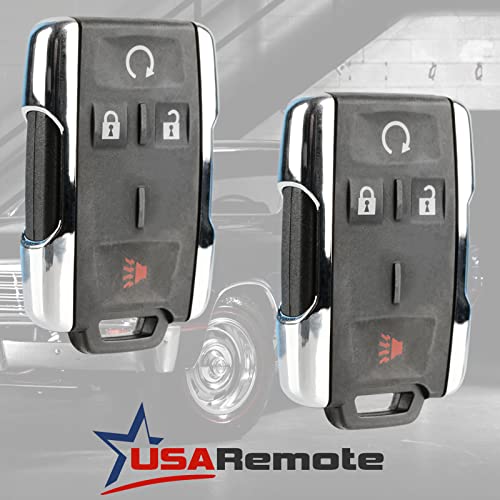 fits Chevy Silverado Colorado/GMC Sierra Canyon Key Fob Keyless Entry Remote Start 2014 2015 2016 2017 (Set of 2) - Chrome