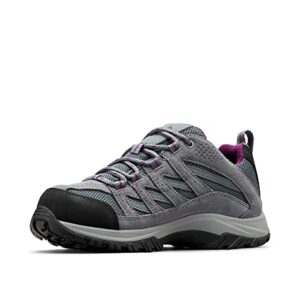 Columbia Womens Crestwood Mid Waterproof Hiking Shoe, Graphite, Wild Iris, 8.5 US