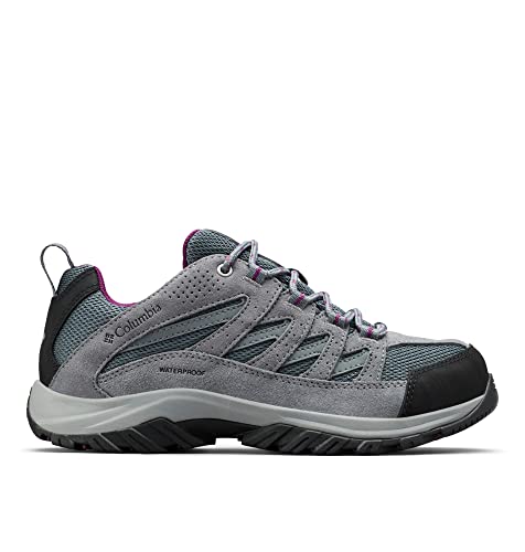 Columbia Womens Crestwood Mid Waterproof Hiking Shoe, Graphite, Wild Iris, 8.5 US