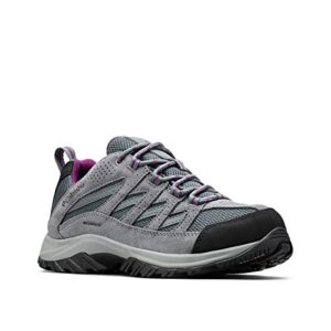 Columbia Womens Crestwood Mid Waterproof Hiking Shoe, Graphite, Wild Iris, 8.5 US