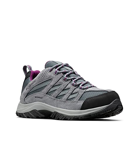 Columbia Womens Crestwood Mid Waterproof Hiking Shoe, Graphite, Wild Iris, 8.5 US