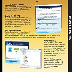 NTI Echo 5 | New Version 5.5 | Disk Cloning Migration and Duplication Software. It Simply Works | Make an exact copy of HDD, SSD or NVMe SSD, with Dynamic Resizing | Available in Download and CD-ROM