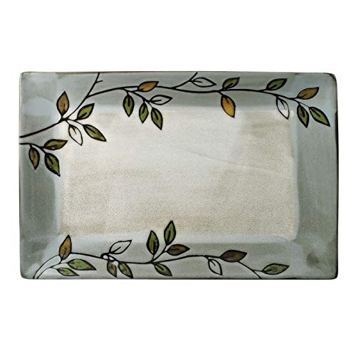 Pfaltzgraff Rustic Leaves Rectangular Platter,White 14 Inch Long x 9 Inch Wide