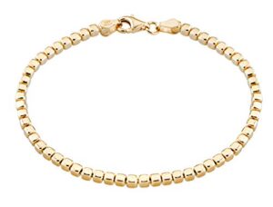 miabella 18k gold over 925 sterling silver organic cube bead chain bracelet for women men, handmade in italy (length 7 inches (small))
