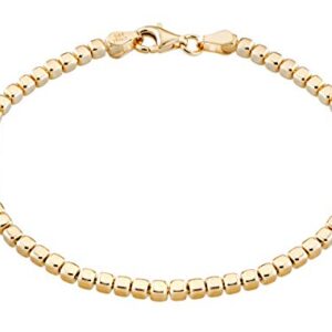 Miabella 18K Gold Over 925 Sterling Silver Organic Cube Bead Chain Bracelet for Women Men, Handmade in Italy (Length 7 Inches (Small))