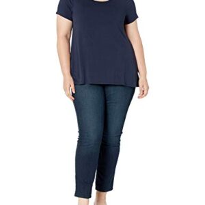 Amazon Essentials Women's Relaxed-Fit Short-Sleeve Scoopneck Swing Tee (Available in Plus Size), Navy, XX-Large