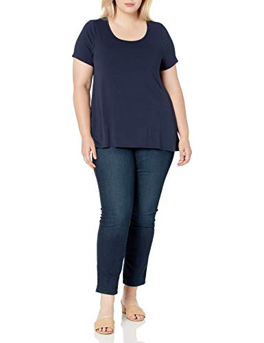 Amazon Essentials Women's Relaxed-Fit Short-Sleeve Scoopneck Swing Tee (Available in Plus Size), Navy, XX-Large