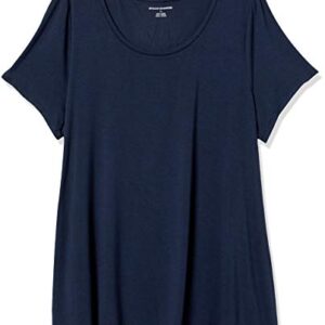 Amazon Essentials Women's Relaxed-Fit Short-Sleeve Scoopneck Swing Tee (Available in Plus Size), Navy, XX-Large