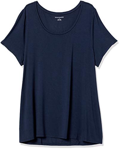 Amazon Essentials Women's Relaxed-Fit Short-Sleeve Scoopneck Swing Tee (Available in Plus Size), Navy, XX-Large