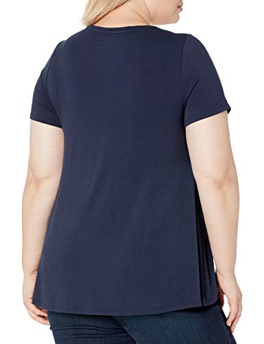 Amazon Essentials Women's Relaxed-Fit Short-Sleeve Scoopneck Swing Tee (Available in Plus Size), Navy, XX-Large