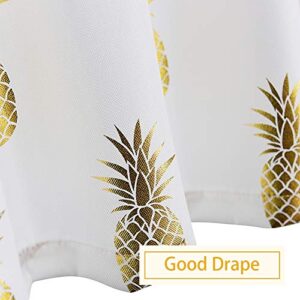 OREMILA Kitchen Curtain Valances for Windows 56" x 15", Metallic Print Golden Pineapple Valances for Living Room/Bathroom/Kitchen Windows, Rod Pocket, 1 Pack