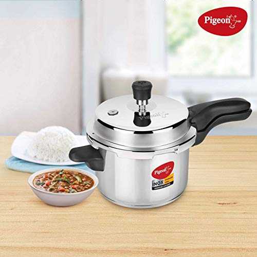 Pigeon 3 Qt Small Pressure Cooker, Stainless Steel, Olla de Presion Acero Inoxidable, Pequeña, Stovetop & Induction Compatible, Instant Cooking, Pressure Pot for Cooking, Indian Pressure Cooker 3 Lt