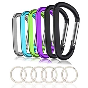 6pcs carabiner caribeaner clip,3" large aluminum d ring shape carabeaner keychain hook