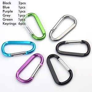 6PCS Carabiner Caribeaner Clip,3" Large Aluminum D Ring Shape Carabeaner Keychain Hook