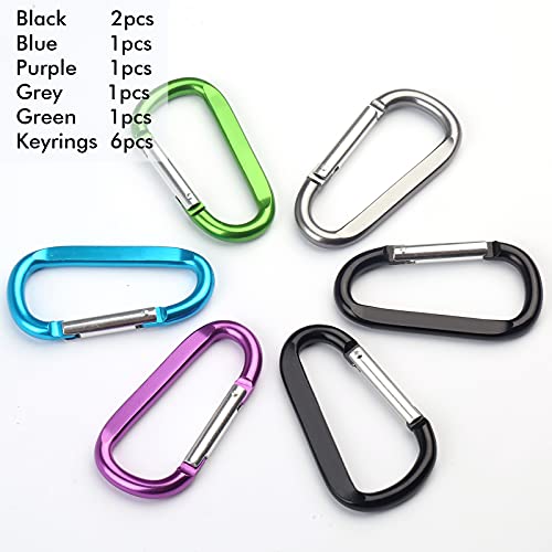 6PCS Carabiner Caribeaner Clip,3" Large Aluminum D Ring Shape Carabeaner Keychain Hook