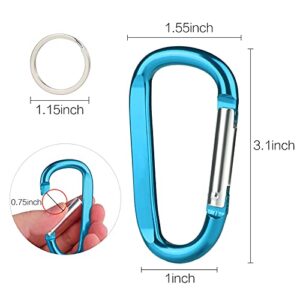 6PCS Carabiner Caribeaner Clip,3" Large Aluminum D Ring Shape Carabeaner Keychain Hook