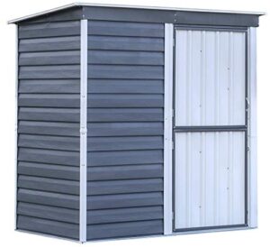 arrow shed sbs64 shed-in-a-box compact galvanized steel storage shed with pent roof, 6'x4', charcoal