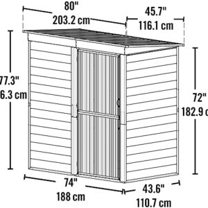 Arrow Shed SBS64 Shed-in-a-Box Compact Galvanized Steel Storage Shed with Pent Roof, 6'x4', Charcoal