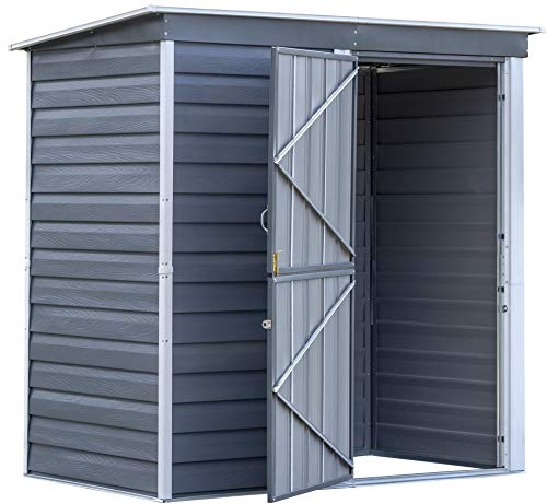 Arrow Shed SBS64 Shed-in-a-Box Compact Galvanized Steel Storage Shed with Pent Roof, 6'x4', Charcoal