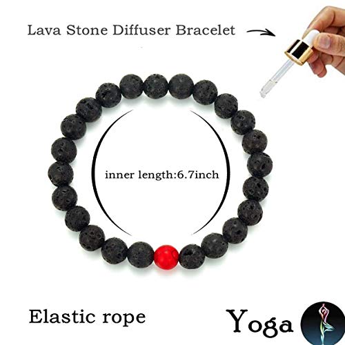 MengPa Mens Beaded Bracelets Couples Matching Bracelet Set Lava Rock Beads for Women Stone Jewelry (Howlite-Red) US4163B