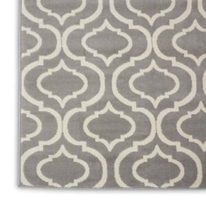 Nourison Jubilant Contemporary Grey 7'10" x 9'10" Area -Rug, Easy -Cleaning, Non Shedding, Bed Room, Living Room, Dining Room, Kitchen (8x10)