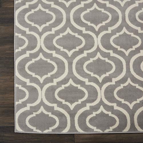 Nourison Jubilant Contemporary Grey 7'10" x 9'10" Area -Rug, Easy -Cleaning, Non Shedding, Bed Room, Living Room, Dining Room, Kitchen (8x10)