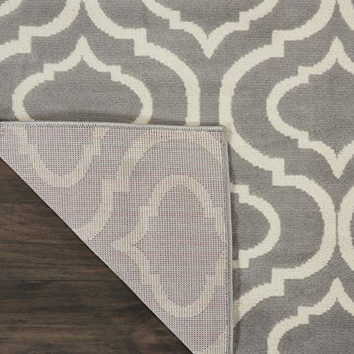 Nourison Jubilant Contemporary Grey 7'10" x 9'10" Area -Rug, Easy -Cleaning, Non Shedding, Bed Room, Living Room, Dining Room, Kitchen (8x10)