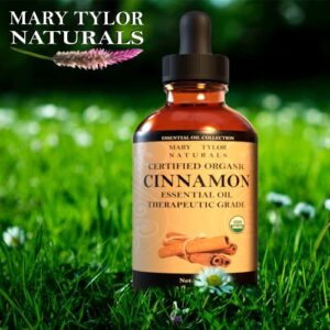 Organic Cinnamon Essential Oil (4 oz), USDA Certified Organic, Therapeutic Grade, 100% Pure and Natural, Perfect for Aromatherapy, Diffuser, DIY by Mary Tylor Naturals