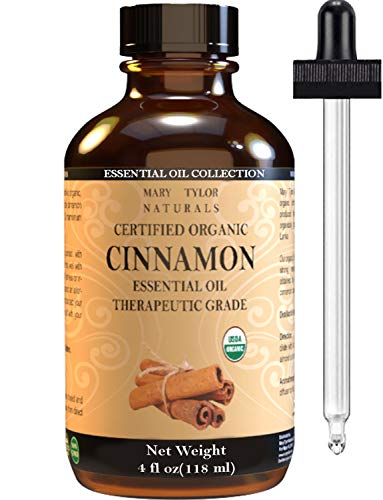 Organic Cinnamon Essential Oil (4 oz), USDA Certified Organic, Therapeutic Grade, 100% Pure and Natural, Perfect for Aromatherapy, Diffuser, DIY by Mary Tylor Naturals