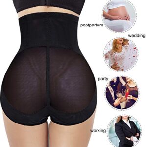 Nebility Women Butt Lifter Shapewear Hi-Waist Double Tummy Control Panty Waist Trainer Body Shaper (M, Black)