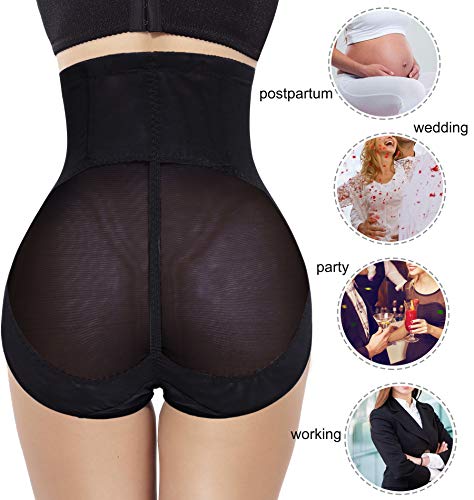 Nebility Women Butt Lifter Shapewear Hi-Waist Double Tummy Control Panty Waist Trainer Body Shaper (M, Black)