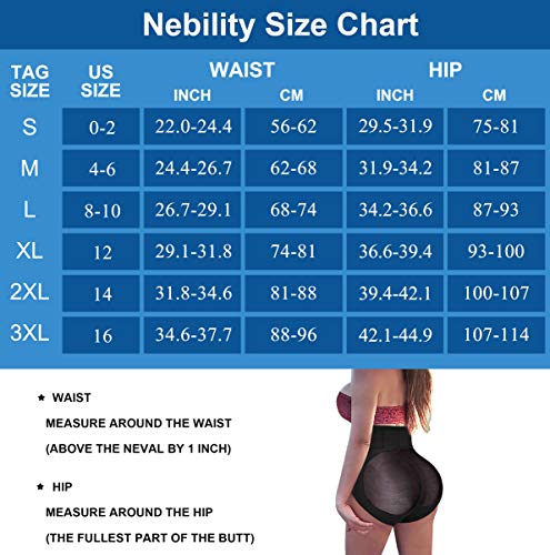 Nebility Women Butt Lifter Shapewear Hi-Waist Double Tummy Control Panty Waist Trainer Body Shaper (M, Black)