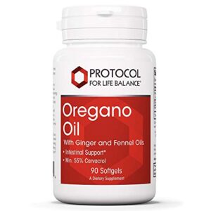 protocol for life balance - oregano oil - with ginger and fennel oil, helps provide intestinal support, immune system function - 90 softgels