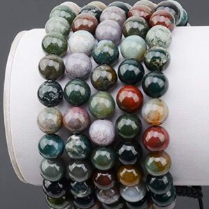 Massive Beads Men Women Natural Indian Agate Braided Macrame Bracelet 8mm Crystal Healing (Indian Agate)