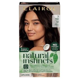 clairol natural instincts demi-permanent hair dye, 3 brown black hair color, pack of 1