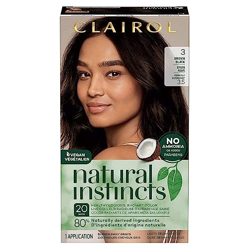 Clairol Natural Instincts Demi-Permanent Hair Dye, 3 Brown Black Hair Color, Pack of 1