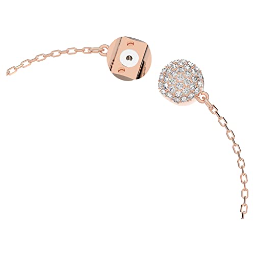 Swarovski Dazzling Swan Collection Women's Bracelet, Pink and White Crystals with Rose-Gold Tone Plated Chain, Magnetic Closure