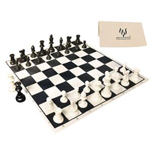 holyking 19" tournament cloth chess board set - portable travel chess game set roll up combination- beginner chess set for kids and adults