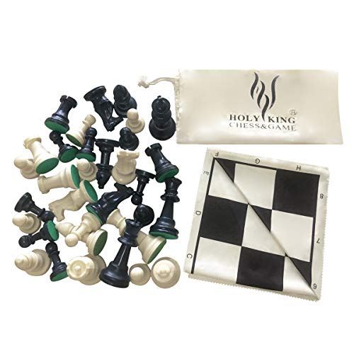 HOLYKING 19" Tournament Cloth Chess Board Set - Portable Travel Chess Game Set Roll Up Combination- Beginner Chess Set for Kids and Adults