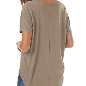 White Oversized Tshirt Women Summer Short Sleeve High Low Loose Oversized Basic Tops T Shirt Light Coffee Medium