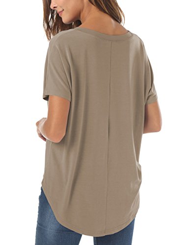 White Oversized Tshirt Women Summer Short Sleeve High Low Loose Oversized Basic Tops T Shirt Light Coffee Medium