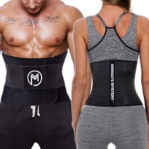 MERMAID'S MYSTERY Waist Trimmer Trainer Belt for Women Men Sport Sweat Workout Body Shaper Sauna M Black