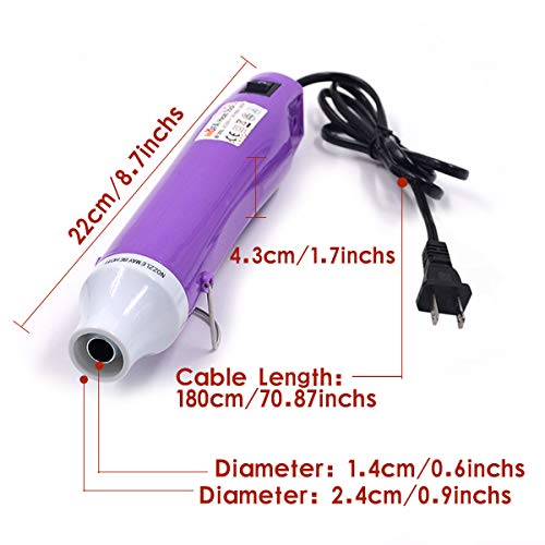 New Heat Gun,mofa Hot Air Gun Tools Shrink Gun with Stand For DIY Embossing And Drying Paint Multi-Purpose Electric Heating Nozzle Heat Gun For Epoxy Resin300W 110V (Purple,White)