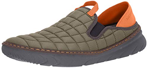 Merrell mens Hut Moccasin, Olive, 9 US