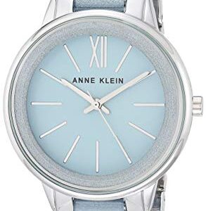 Anne Klein Women's AK/1413LBSV Silver-Tone and Light Blue Resin Bracelet Watch